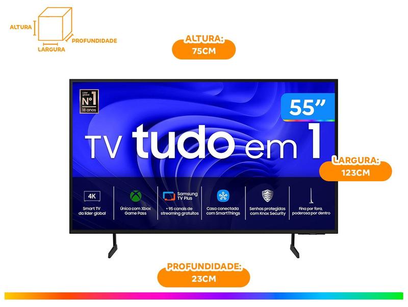 TV 55P Samsung CRYSTAL SMART 4K Comando VOZ - UN55DU7700GXZD